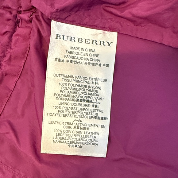 Burberry Brit Fuchsia Hooded Rain Jacket Women’s Size 6 Lightweight - Picture 5 of 11